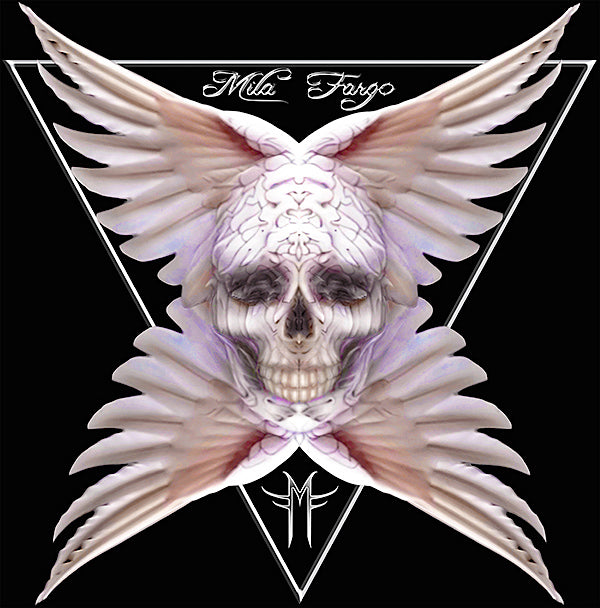 Angel Feather Skull X T-Shirt | Black