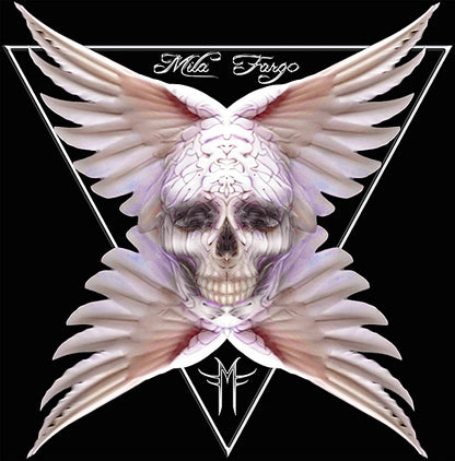 Angel Feather Skull X T-Shirt | Black