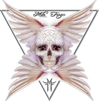 Angel Feather Skull X T-Shirt | White